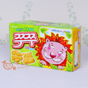  韩国进口零食 Crown可拉奥儿童小动物饼干60g宝宝最爱