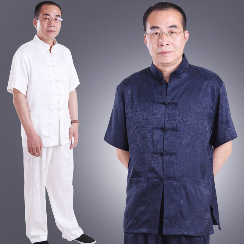 Men's summer clothes are middle and old-aged clothing men clothing suit with short sleeves and Han middle-aged dad elderly Chinese traditional coat half sleeve