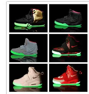  耐克 Nike Air Yeezy 2韦斯特 休闲潮流时尚夜光款 正品篮球鞋 男