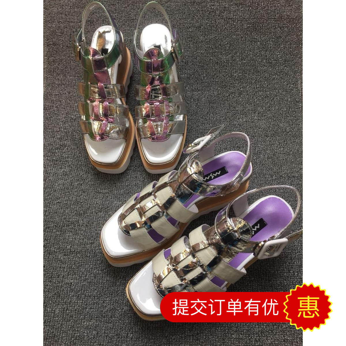 2019 summer new pattern Metal weave Muffin bottom Europe station Women's Shoes Toe Martha Marceau 6771-9in the Women's Shoes, Sandals category - from Buy2taobao.com to provide professional Taobao agent buy service