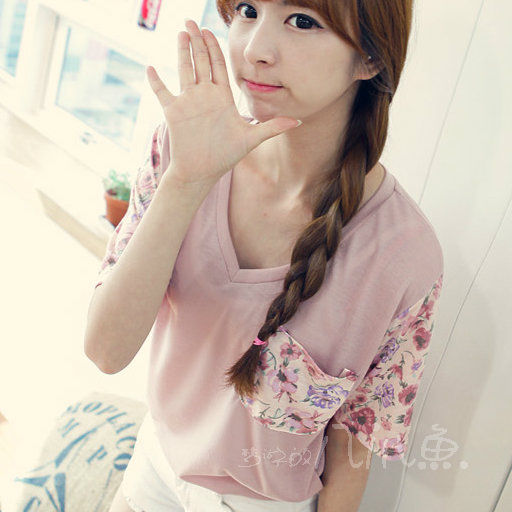 潮款宽松韩版碎花...