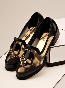  2103夏季欧美复古英伦风透视网纱拼接尖头平底鞋休闲鞋单鞋凉鞋女