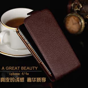  真皮皮套iphone4s 手机壳 苹果4代头层牛皮奢华商务保护套外壳潮