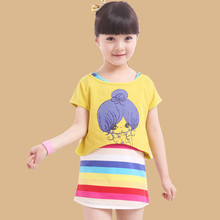 2013 New Kids Summer girls' suits, short-sleeved T-shirt cotton vest skirt Large child sports suit