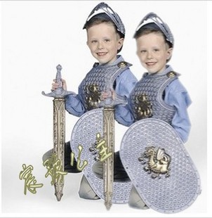 儿童表演古剑盾牌儿童武士盔甲古罗马武士铠甲