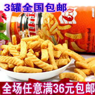  泰国进口食品 卡乐美虾条辣味110g罐装 膨化 3罐全国包