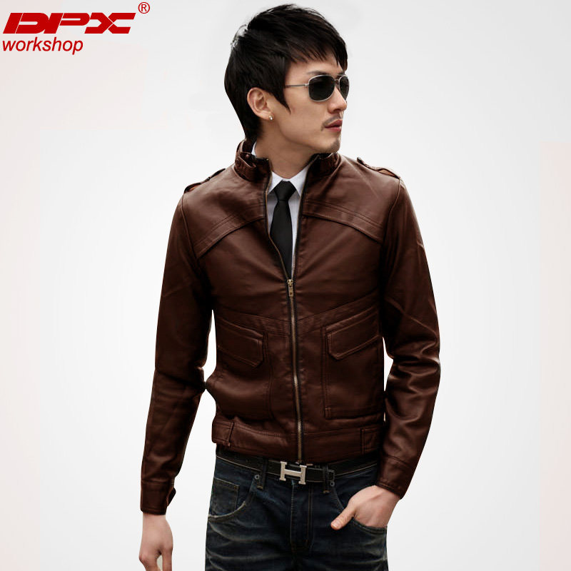DPX2013 Korean men's leather coat in the spring wave of short men s slim fit motorcycle leather PU leather jacket men