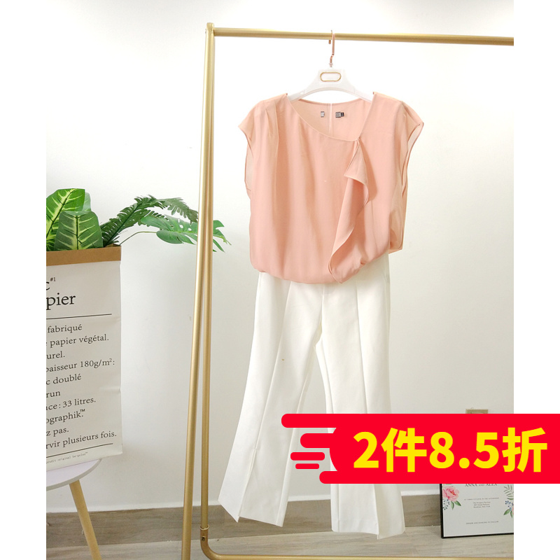 J 专柜折扣女装 2019夏装新款荷叶边拼接简约纯色无袖雪纺衫小衫|msdalam kategori Butik wanita / wanita, baju lace/baju chiffon - dari Buy2taobao.com untuk memberikan perkhidmatan ejen Taobao profesional membeli