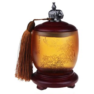  富贵吉祥琉璃茶叶罐摆件 春节过年送客户领导长辈生日礼物商务礼