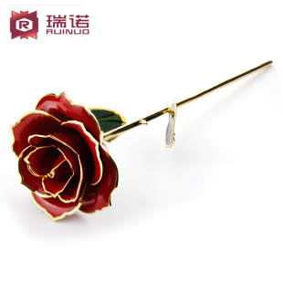  求婚 金玫瑰花 24K镀金天然鲜玫瑰花 送女友老婆情人节礼品 创意