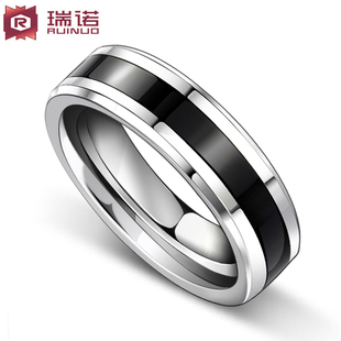  瑞诺复古情侣戒 钨金男士钨钢戒指 乌金饰品 黑道戒指 男指环