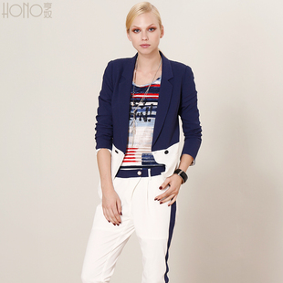  HONO/亨奴 春季新款品牌专柜英伦职业女装创意小西装短款外套