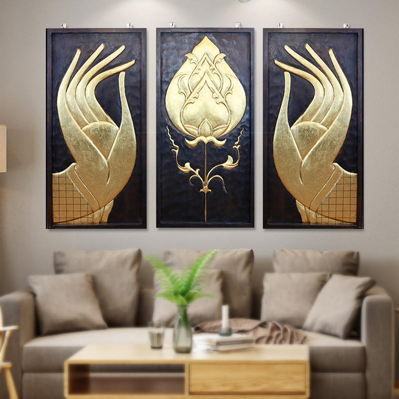 Thailand Arts and Crafts Creative home Wall hangings Southeast Asia Wood carving Lotus Carved board Bergamot Wall panels Buddhist moodin the Home accessories , Mural category - from Buy2taobao.com to provide professional Taobao agent buy service