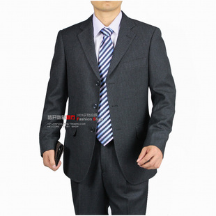  深灰色条纹西服套装 中年西装套装 男正装外套 男士式套西 团购
