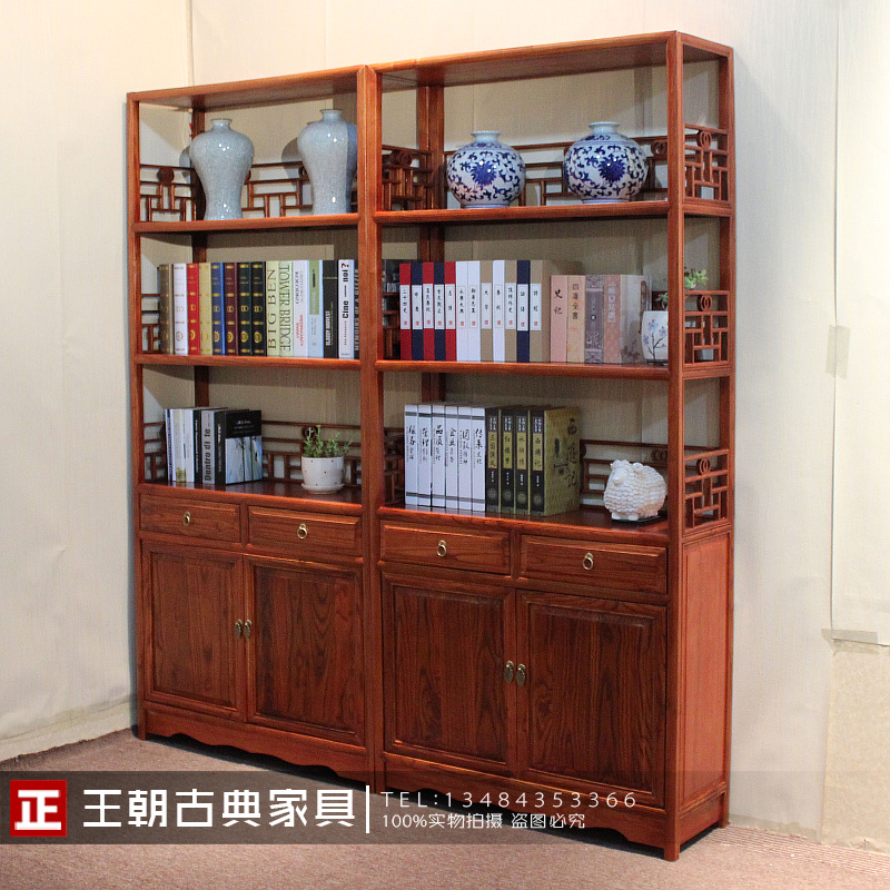 中式仿古实木书柜书架三层书架博古架茶叶架花瓶架古董架榆木书橱|ruв категории жилой мебели, рама тип, шкаф - от Buy2taobao.com для оказания профессиональной услуги покупки агента Taobao