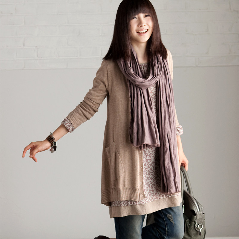 Z6001A 简约气质显瘦V领长袖针织开衫 2013秋女装米兰宣言-米可可