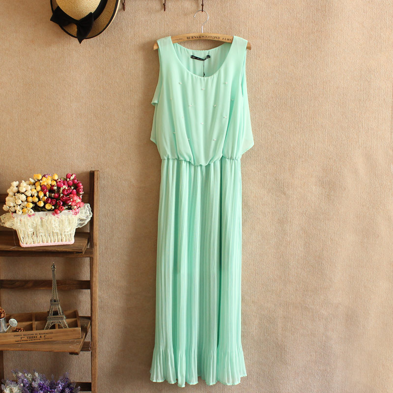 名媛气质钉珠百褶荷叶...