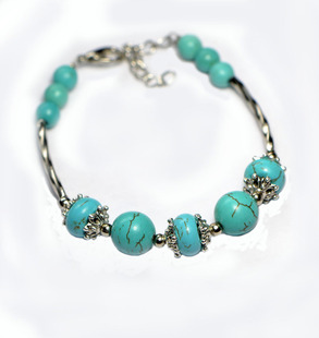  原创民族风小饰品批发 女款云南西藏藏饰绿松石手链SL170