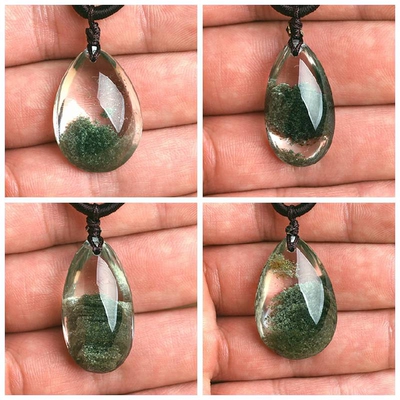 巴西天然水晶绿幽灵吊坠男女款 千层山聚宝盆满天星项坠 一物一图