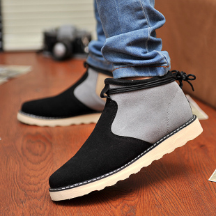  新款百搭套筒男士休闲板鞋子加棉男鞋保暖低筒短靴子潮流男雪地靴
