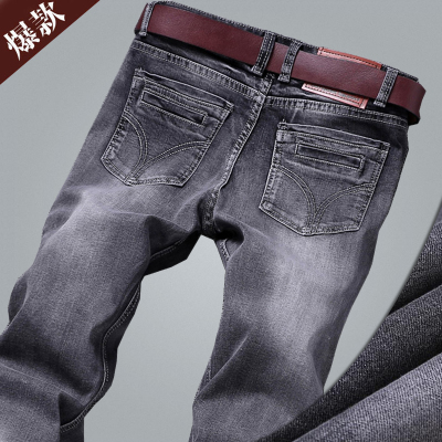 天天特价春秋季烟灰色牛仔裤男直筒水洗浅灰色复古简约厚款长裤