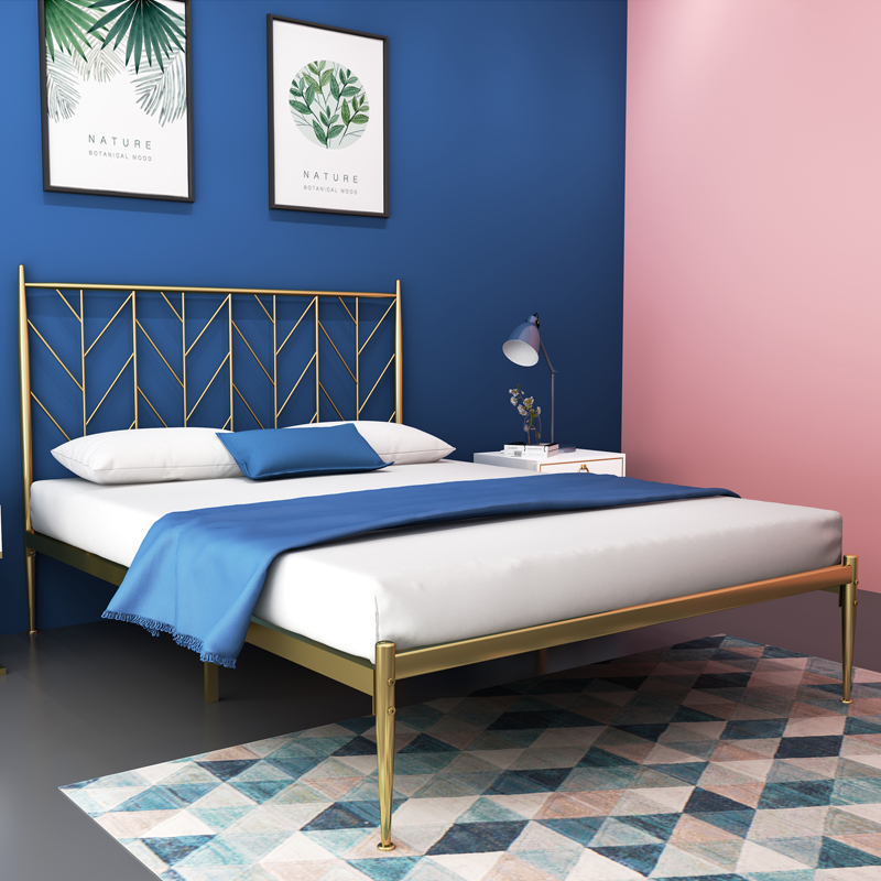 簡約現代鐵藝床金色雙人鐵床北歐ins網紅1.5米1.8成人1.2米單人床在類目 住宅傢俱, 牀類, 鐵藝/鋼木牀中 - 來自Buy2taobao.com提供專業的淘寶代購服務