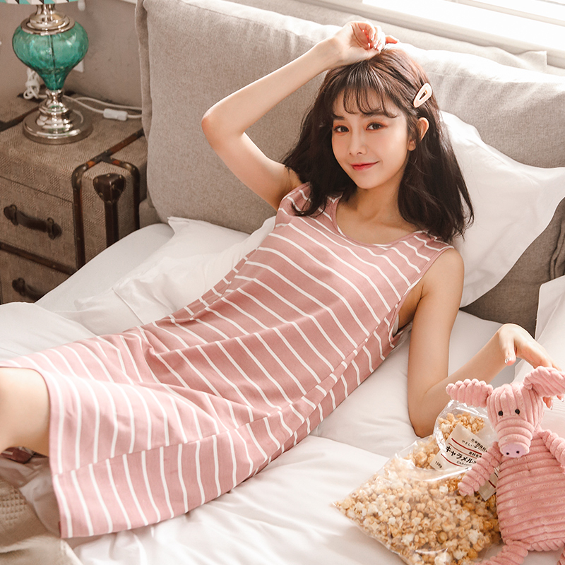 纯棉睡裙女夏短袖睡衣女可外穿带胸垫宽松薄款少女休闲全棉家居服在类目 女士内衣/男士内衣/家居服, 睡裙中 - 来自Buy2taobao.com提供专业的淘宝代购服务