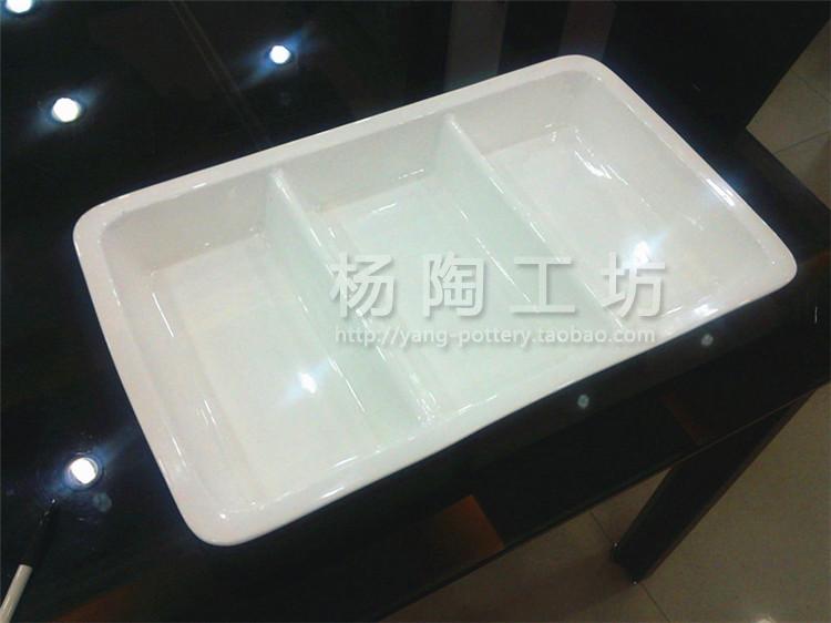 1/1份数盆/21寸长方三格陶瓷布菲盆/酒店自助餐炉陶瓷内胆/可加热|ruв категории посуда, посуда, бассейн - от Buy2taobao.com для оказания профессиональной услуги покупки агента Taobao