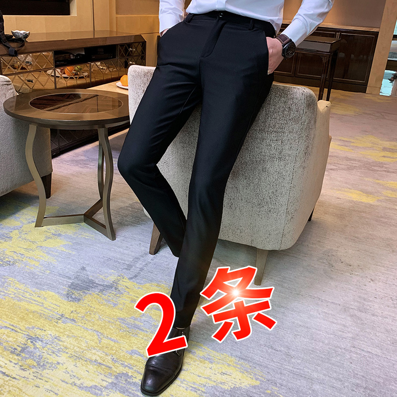 秋冬季裤子男韩版潮流修身男士九分休闲裤加厚长裤弹力小脚西裤黑|ruв категории Мужская одежда, брюки - от Buy2taobao.com для оказания профессиональной услуги покупки агента Taobao