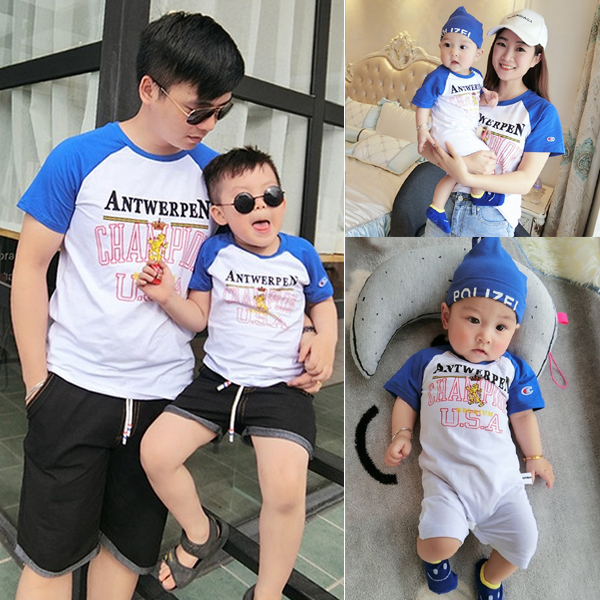 2019新款夏季婴幼亲子装一家三口全家装连体爬服百天爬服短袖T恤在类目 童装/婴儿装/亲子装, 亲子装/亲子时装中 - 来自Buy2taobao.com提供专业的淘宝代购服务