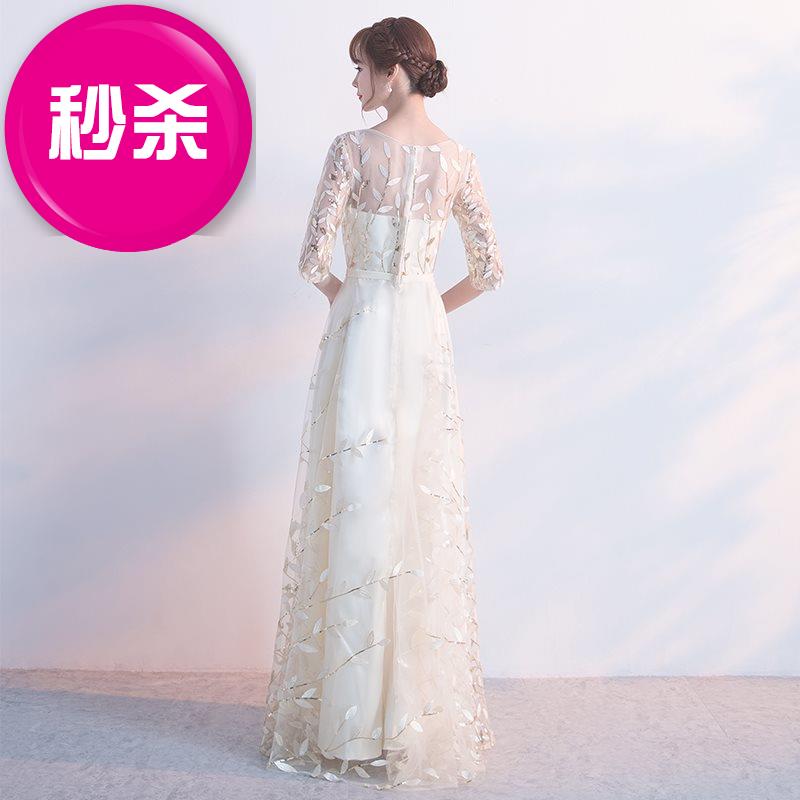 晚礼服裙2??。018主持宴会长款香槟色伴娘服显瘦端庄大气一字肩新在类目 女装/女士精品, 婚纱/旗袍/礼服, 礼服/晚装中 - 来自Buy2taobao.com提供专业的淘宝代购服务