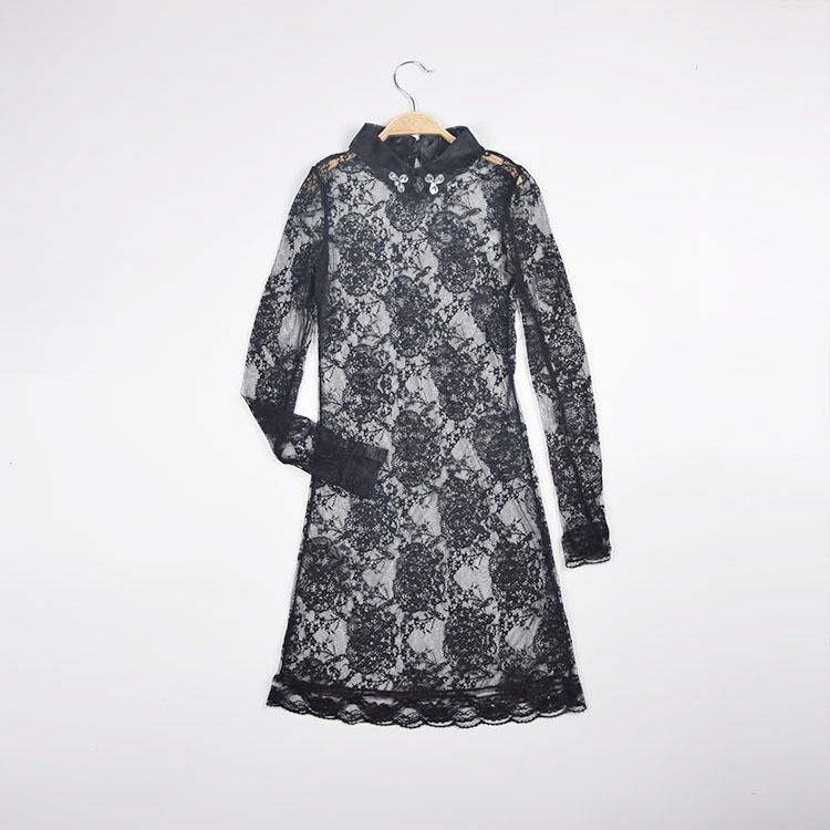 solar system Mori girl Like a breath of fresh air perspective soft Lace Hollow Pearl clasp Socket Smock square neck Mid length version Base coatin the Women's clothing/Boutique , Lace shirt/Chiffon shirt category - from Buy2taobao.com to provide professional Taobao agent buy service