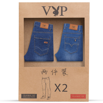 花花公子男士牛仔裤秋季厚款直筒修身弹力裤青年秋冬休闲长裤子男