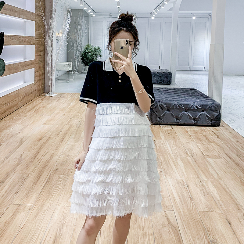 maternity dress Summer new 2019 Korean Edition Short sleeved Lapel tassels Mosaic fashion Chao Ma summer Dress skirtin the Maternity/Maternal supplies/Nutrition , Maternity , Dress category - from Buy2taobao.com to provide professional Taobao agent buy service