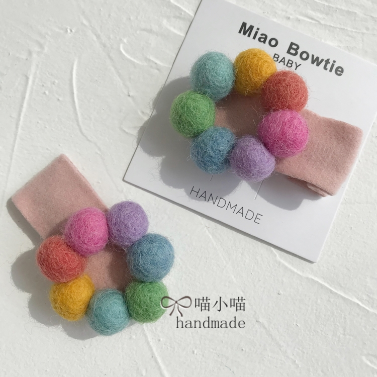 MIAO BOWTIE 原创手工发饰进口材料羊毛球彩虹甜甜圈发夹儿童发卡|msdalam kategori Kanak-kanak/Bayi/Keluarga dipasang, Aksesori Kanak-kanak, Aksesori rambut - dari Buy2taobao.com untuk memberikan perkhidmatan ejen Taobao profesional membeli