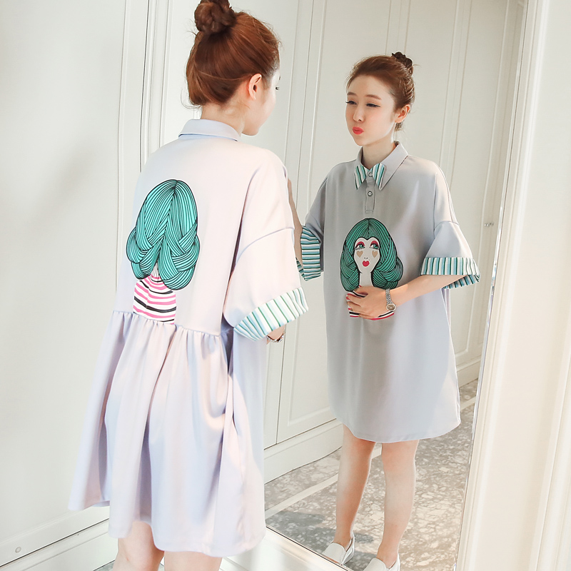 Pregnant women summer 2019 new pattern Pregnancy go out Easy Mid length version Fashionable Cartoon summer pregnant woman Dressin the Maternity/Maternal supplies/Nutrition , Maternity , Dress category - from Buy2taobao.com to provide professional Taobao agent buy service