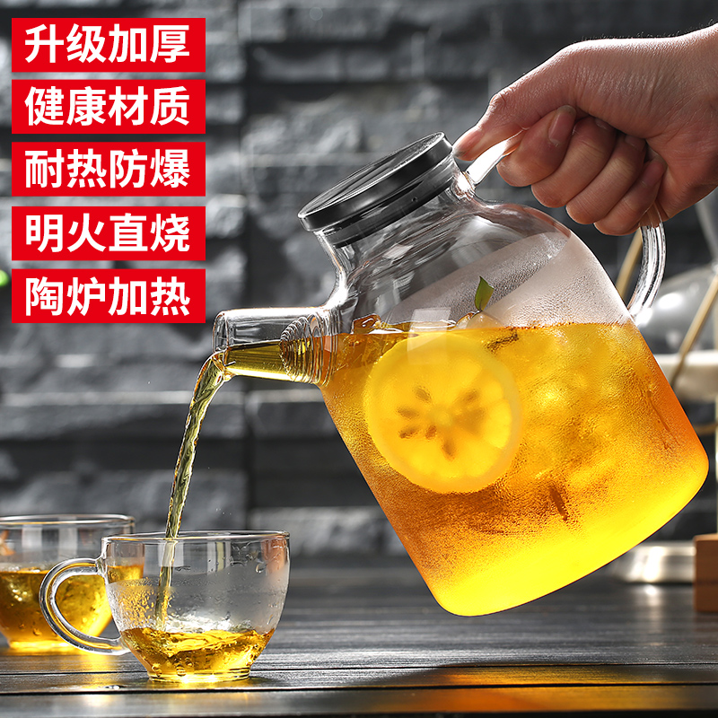 家用耐热玻璃冷热水茶壶晾凉白开水壶茶花带过滤鲜榨果汁壶柠檬壶|ruв категории посуда, кубок/кубок/чайник, холодный чайник - от Buy2taobao.com для оказания профессиональной услуги покупки агента Taobao