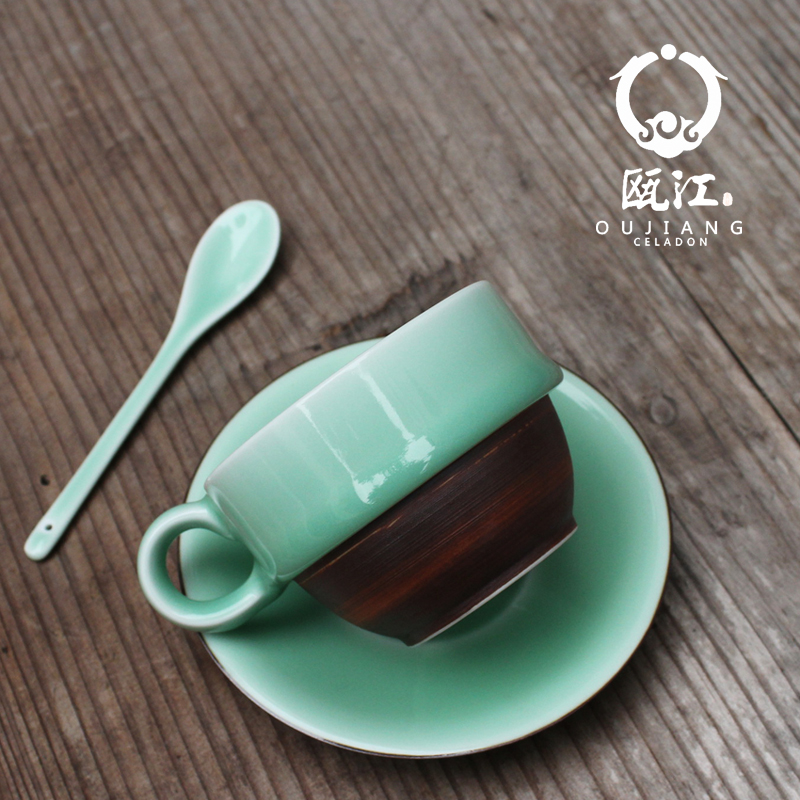 瓯江龙泉青瓷咖啡杯三件套青瓷咖啡杯小勺带底碟飞燕咖啡套装在类目 餐饮具, 咖啡器具, 咖啡杯中 - 来自Buy2taobao.com提供专业的淘宝代购服务
