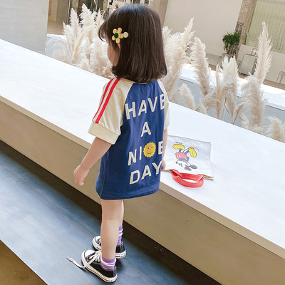 女童中长款t恤婴儿童中袖t2020年夏季新款小童纯棉上衣小女孩夏装