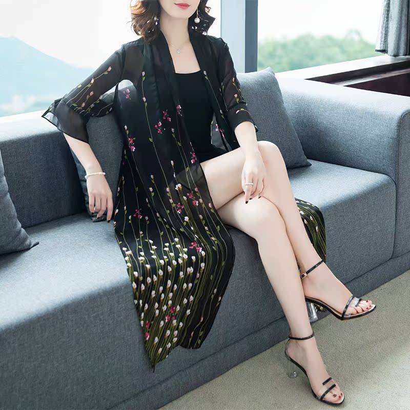 妈妈款防晒衣女中长款仙女配裙子穿披肩外搭桑蚕丝外披长款开衫夏|msdalam kategori Butik wanita / wanita, wanita saiz besar - dari Buy2taobao.com untuk memberikan perkhidmatan ejen Taobao profesional membeli
