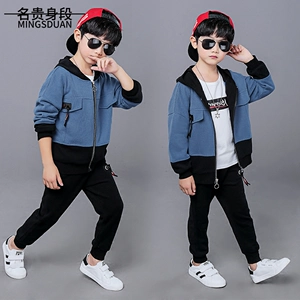 Bộ đồ bé trai xuân thu 2019 mới vừa và quần áo trẻ em phong cách nước ngoài Hàn Quốc đẹp trai 6 trai ba 7 quần áo thủy triều 8 tuổi 9 - Khác