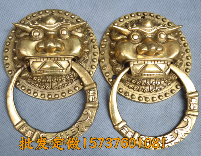 风水铜器 纯铜门环 兽首狮头门环 门扣 门拉手 镇宅辟邪门饰挂件