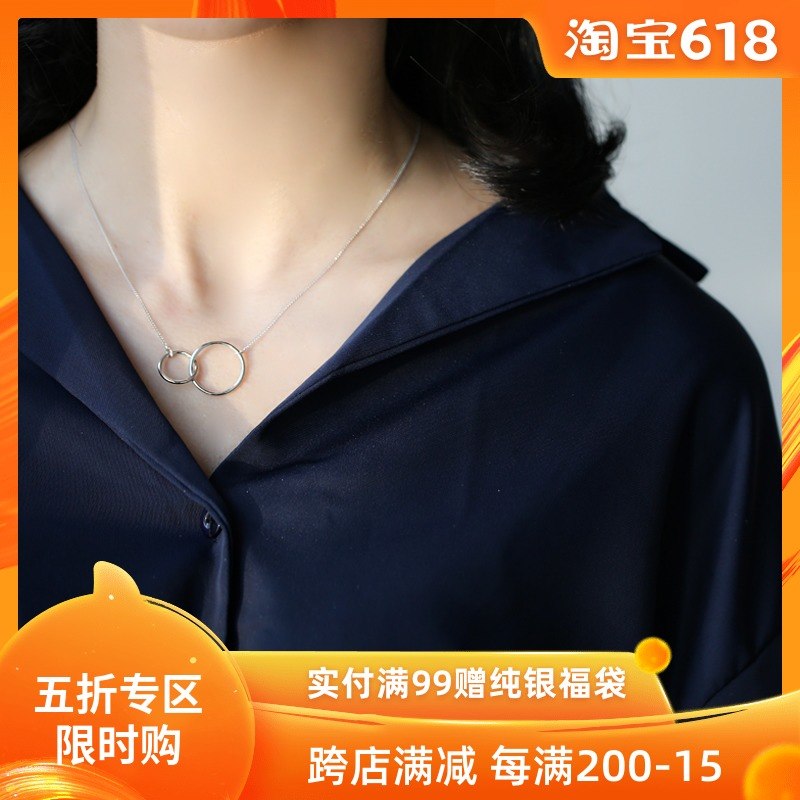 韩版简约几何圆圈同心圆S925纯银短项链锁骨链chic风个性配饰女款|msdalam kategori Aksesori/Barang Kemas Fesyen, kalung - dari Buy2taobao.com untuk memberikan perkhidmatan ejen Taobao profesional membeli