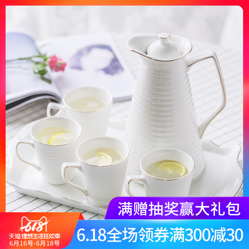 杯子套装水杯家用喝水创意个性清新客厅6只装陶瓷冷水壶茶杯套装|msdalam kategori pinggan mangkuk, Cup/cawan/cerek, Mainan air Set - dari Buy2taobao.com untuk memberikan perkhidmatan ejen Taobao profesional membeli