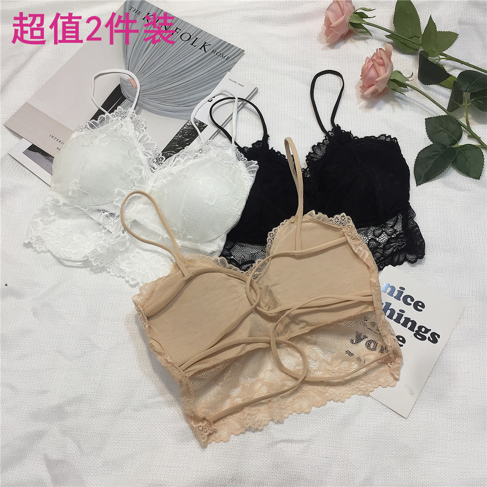 2件装 蕾丝镂空美背无钢圈吊带小背心女无搭扣文胸短款内衣裹胸在类目 女士内衣/男士内衣/家居服, 抹胸中 - 来自Buy2taobao.com提供专业的淘宝代购服务