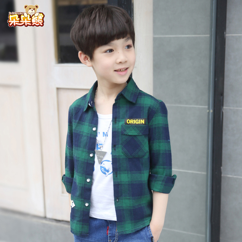 Chinese child shirt Boy lattice Shirt 5 Long 6 Spring and autumn 7 Pure cotton 8 CUHK 2019 spring clothes 10 year 12 Springin the Children/Baby/Family fitted , Shirt category - from Buy2taobao.com to provide professional Taobao agent buy service