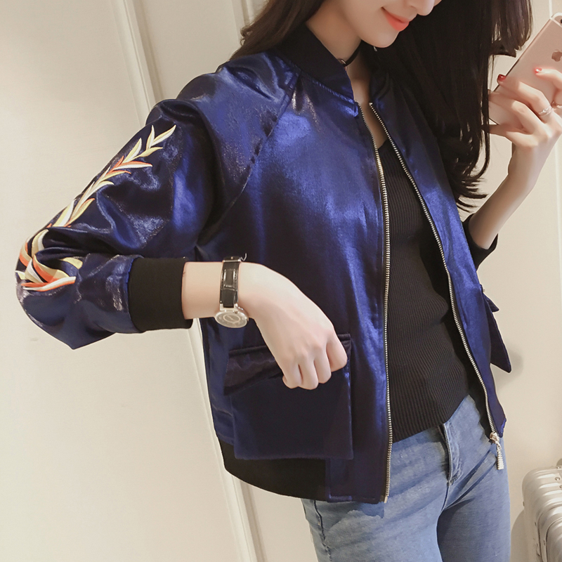 A哚啦春装新款2017刺绣棒球服女小外套百搭韩版短款开衫夹克1639