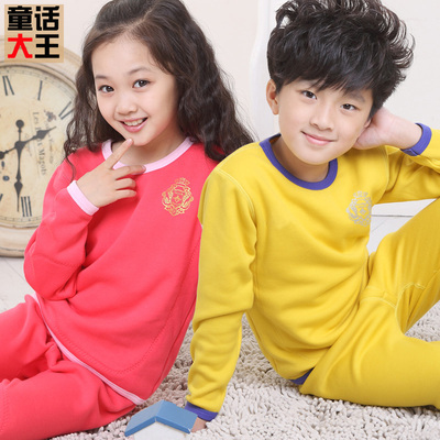 男童女童加绒加厚童装大童秋衣秋裤宝宝小孩儿童保暖内衣套装冬季