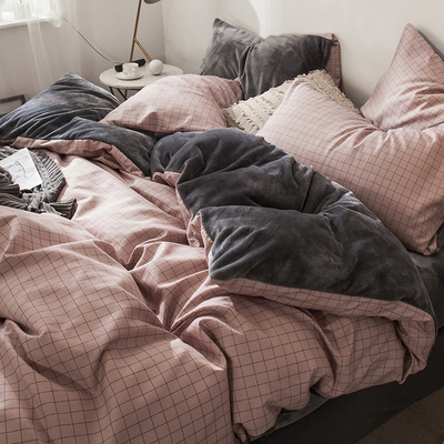 磨毛珊瑚绒四件套床上用品法兰绒床单冬季保暖全棉纯棉被套法莱绒