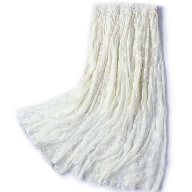 heavy industry Embroidery white mulberry silk skirt summer Real silk longuette double-deck Vacation wind Big swing skirt Yarn skirtin the Women's clothing/Boutique , Skirts category - from Buy2taobao.com to provide professional Taobao agent buy service